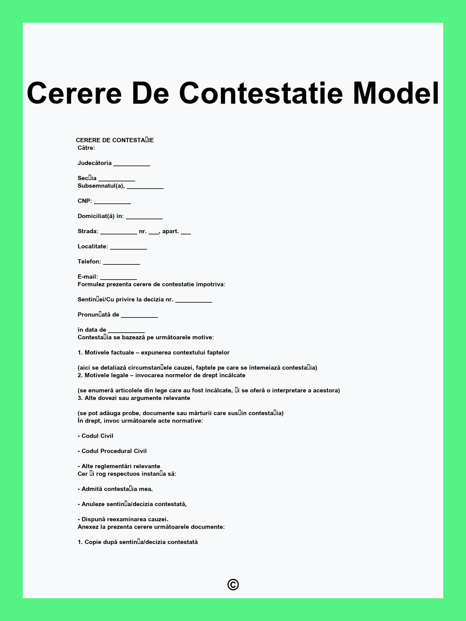 Cerere De Contestatie Model