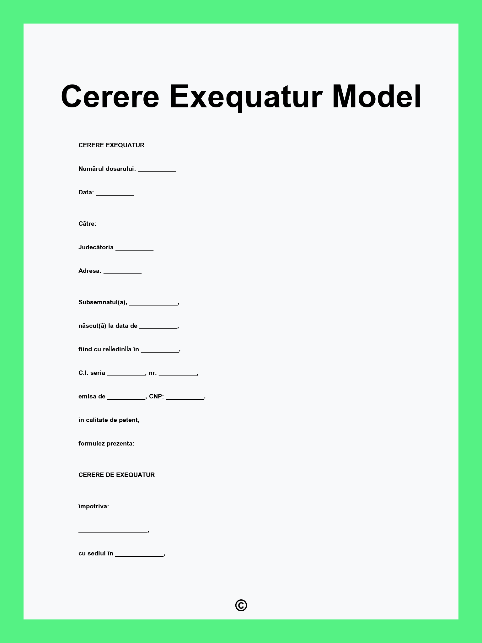 Cerere Exequatur Model
