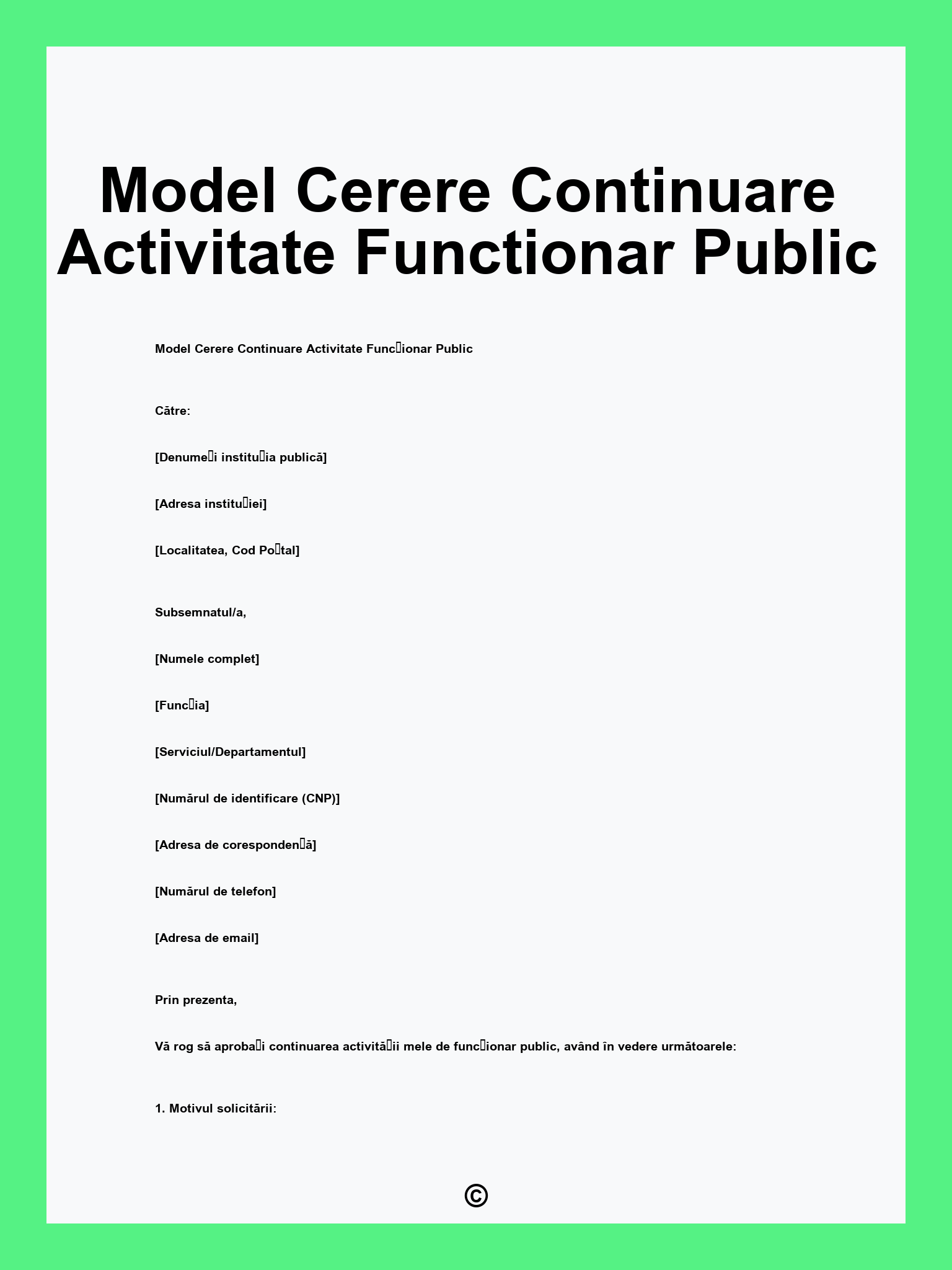 Model Cerere Continuare Activitate Functionar Public