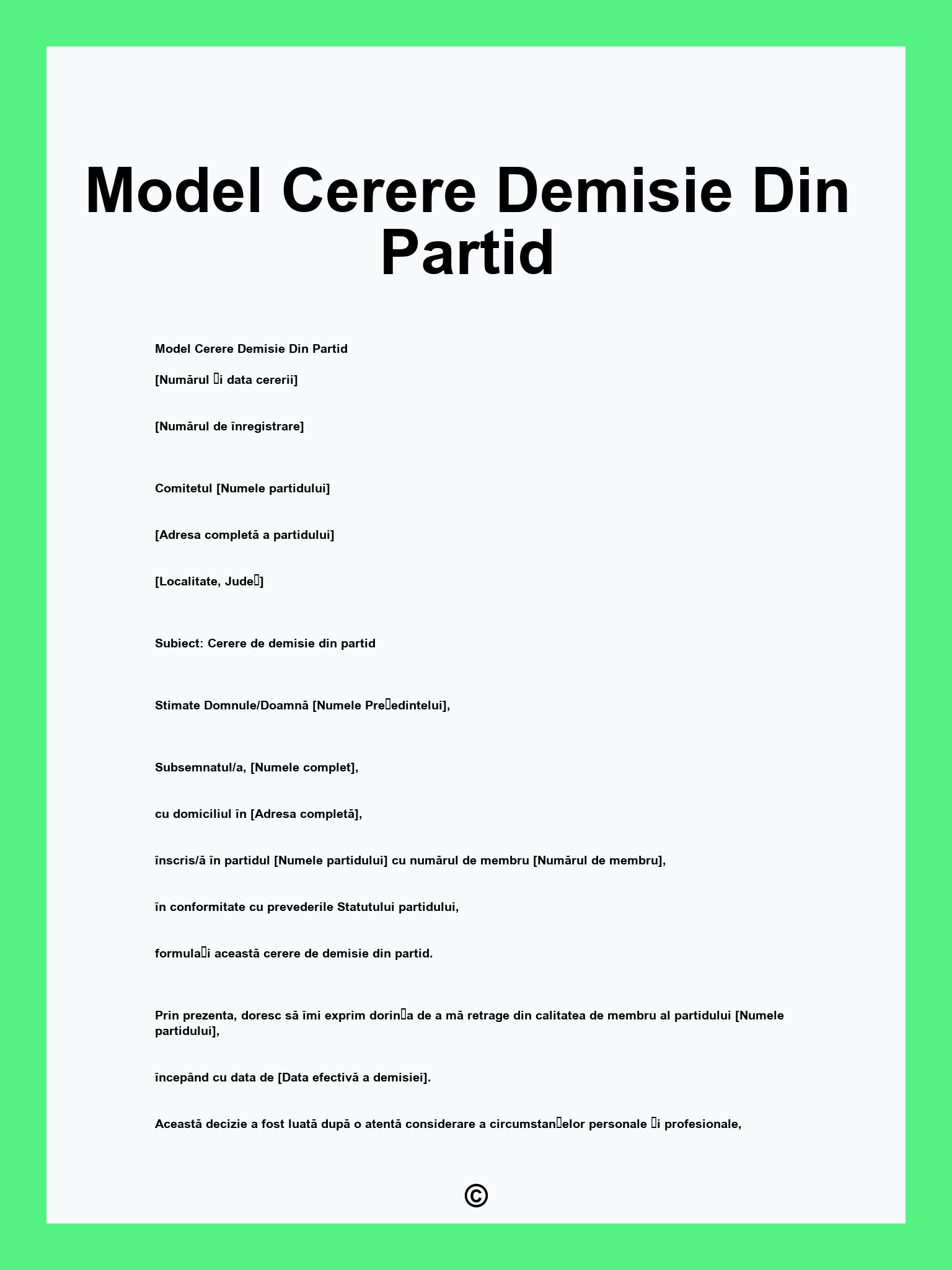 Model Cerere Demisie Din Partid