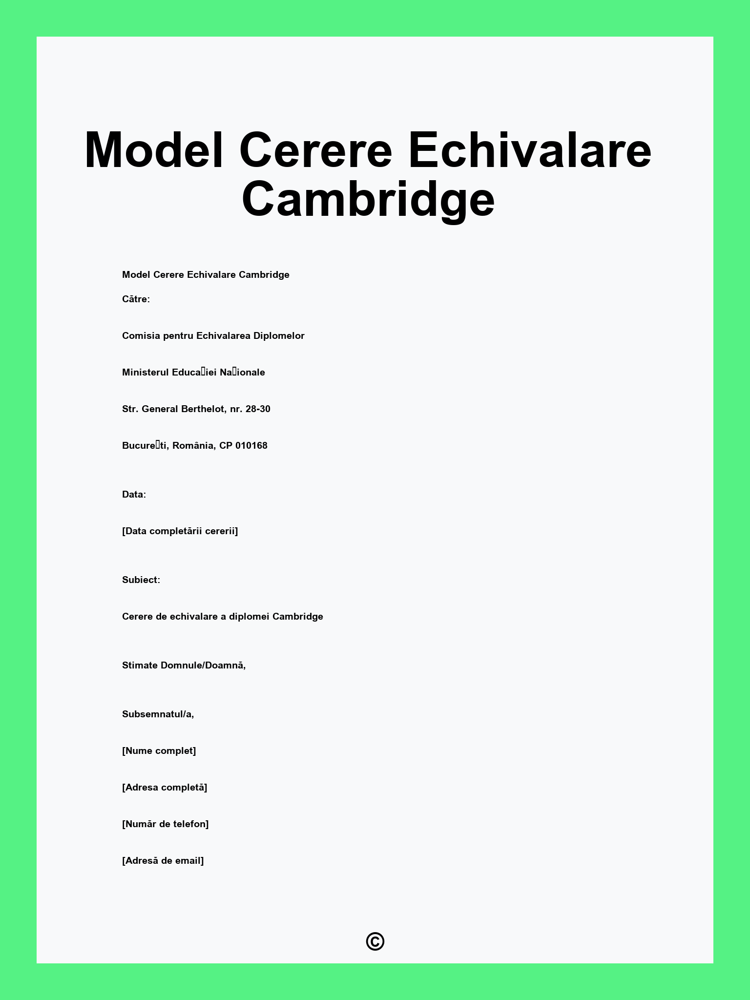 Model Cerere Echivalare Cambridge