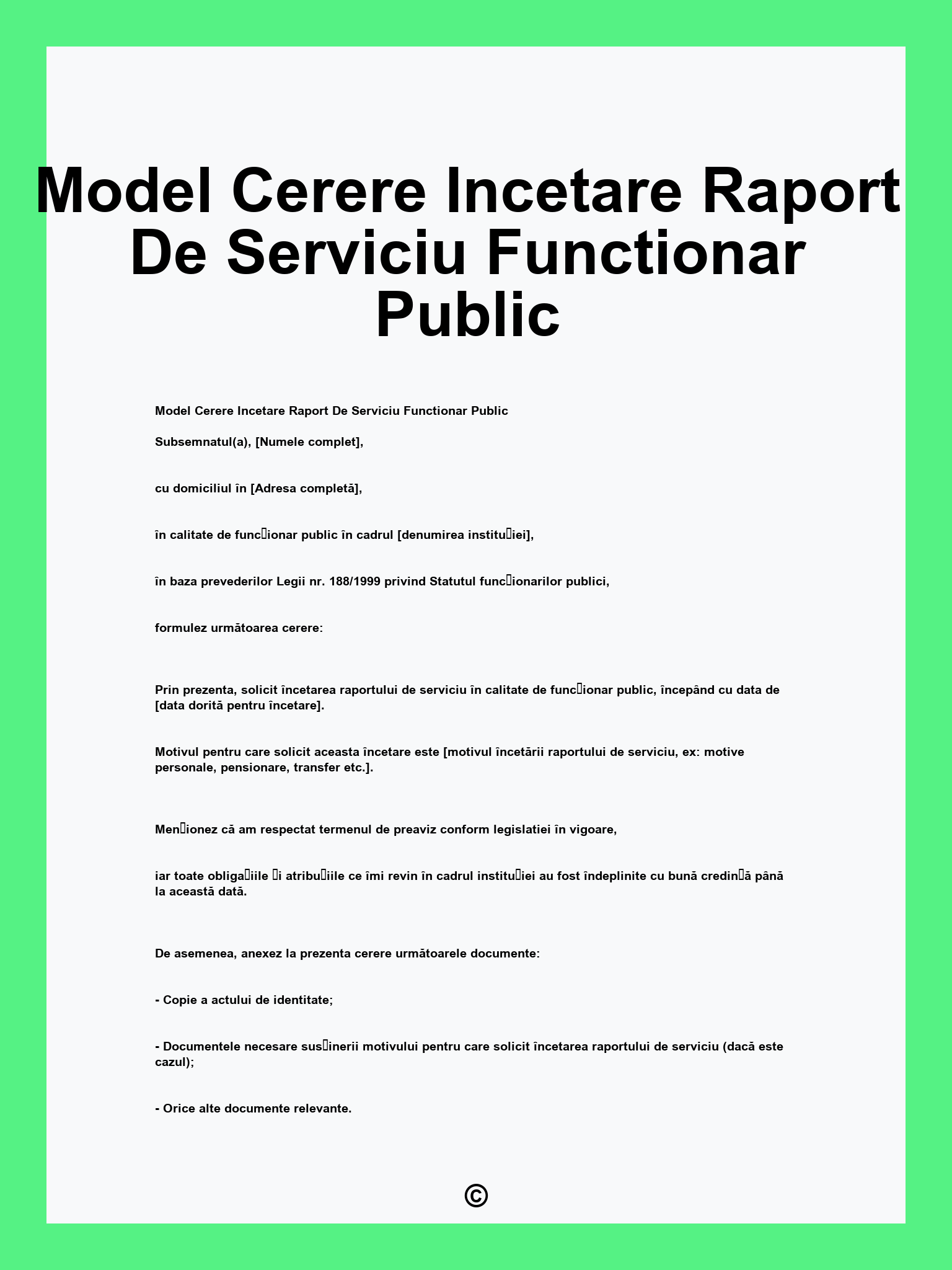 Model Cerere Incetare Raport De Serviciu Functionar Public
