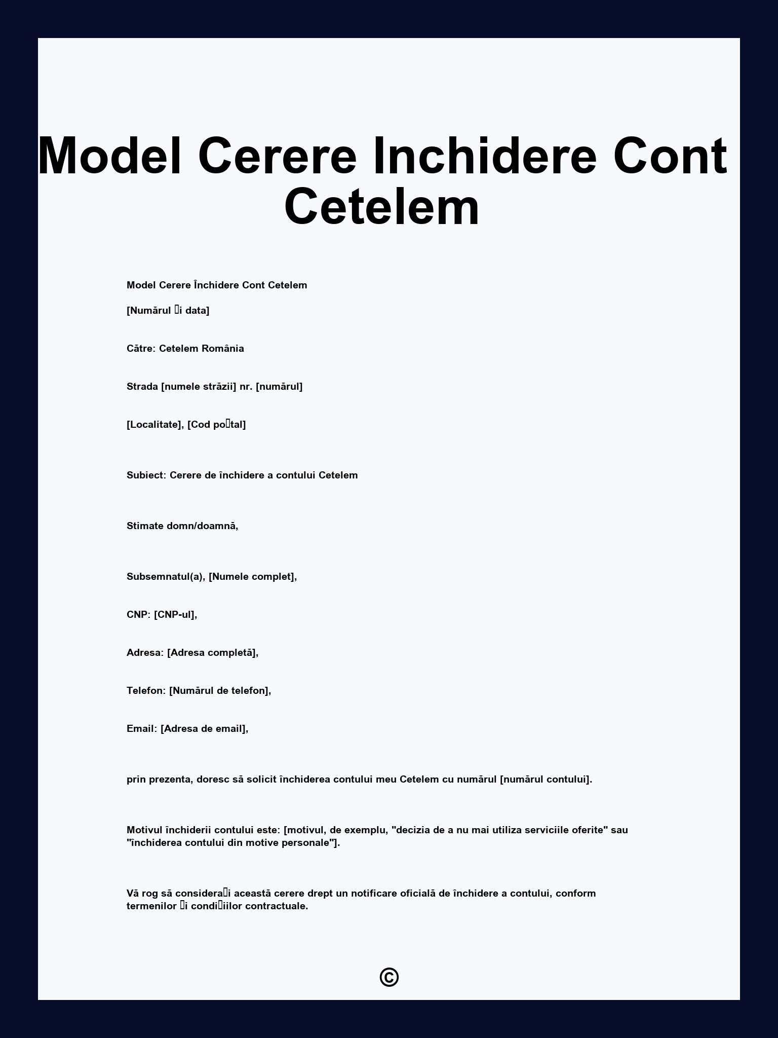Model Cerere Inchidere Cont Cetelem