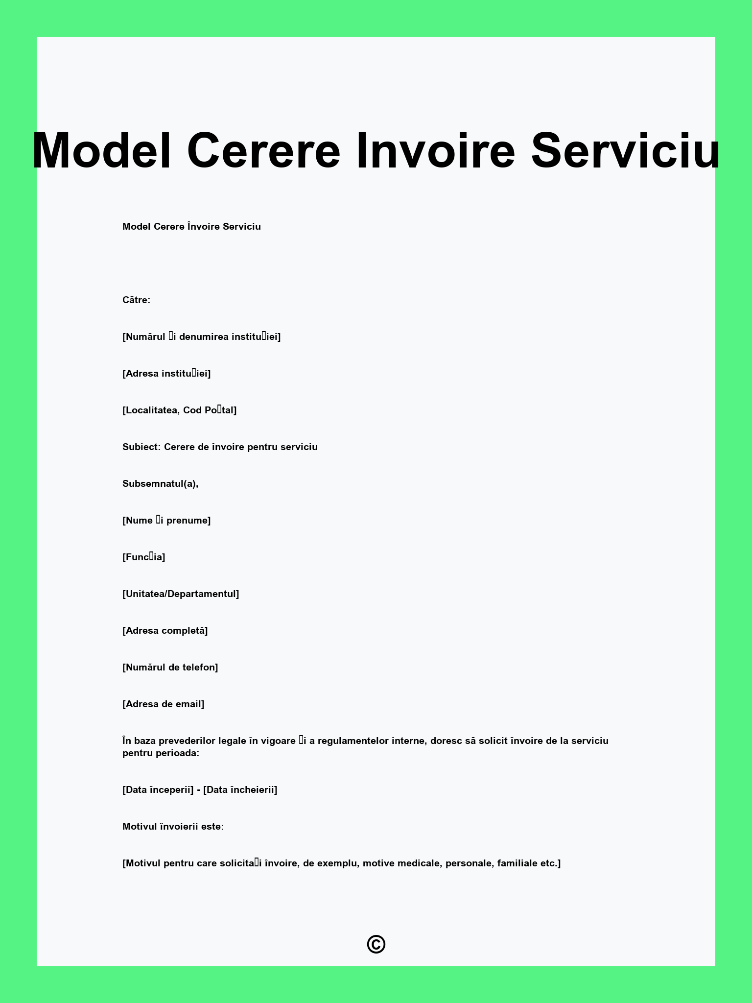 Model Cerere Invoire Serviciu