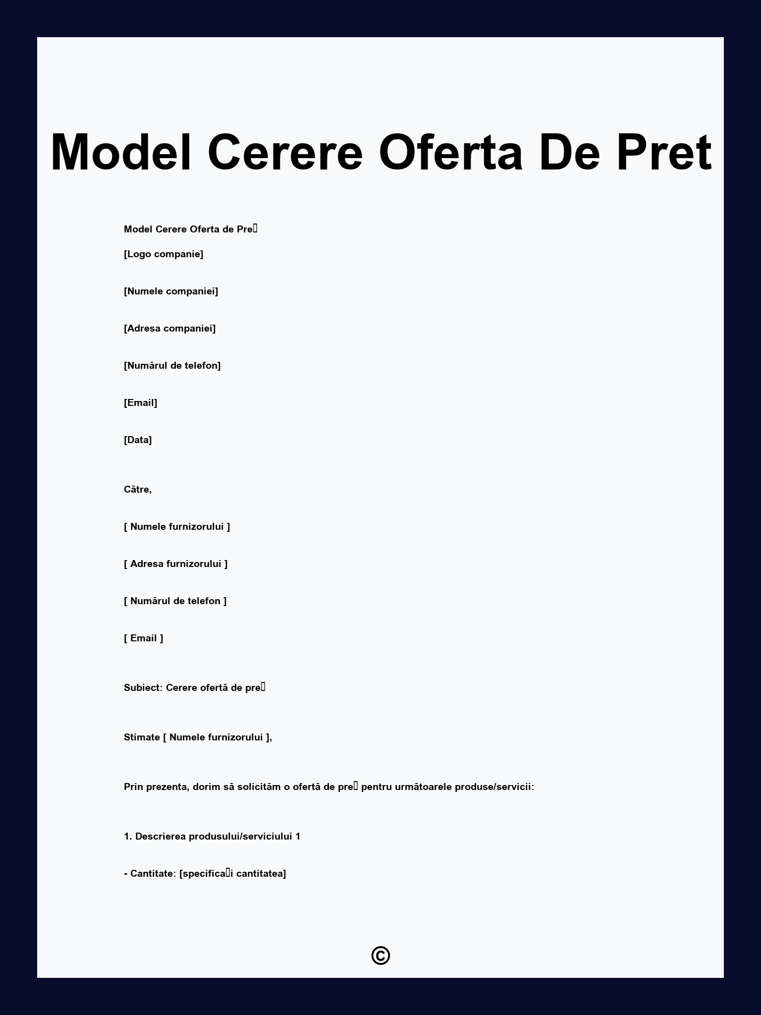 Model Cerere Oferta De Pret