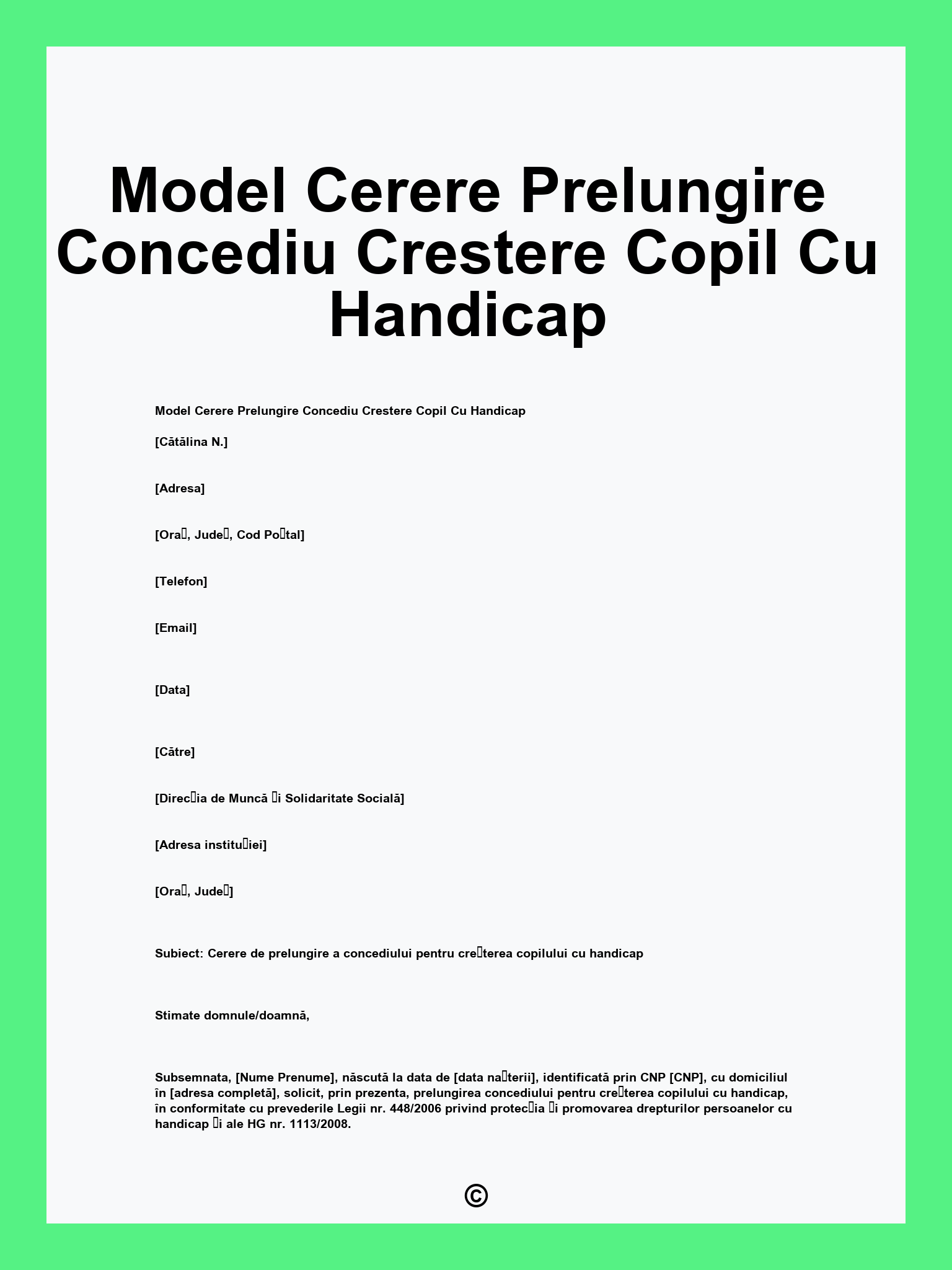Model Cerere Prelungire Concediu Crestere Copil Cu Handicap