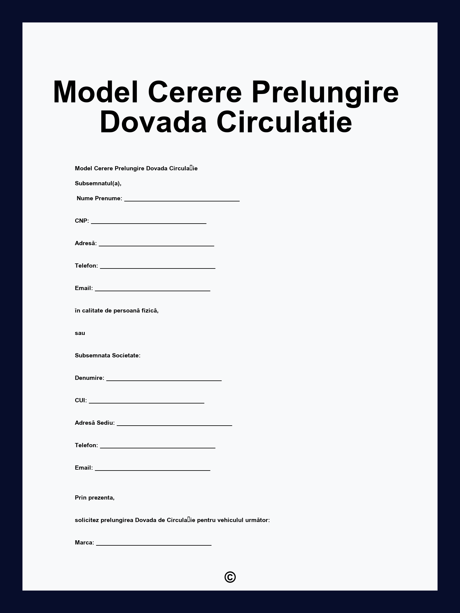 Model Cerere Prelungire Dovada Circulatie