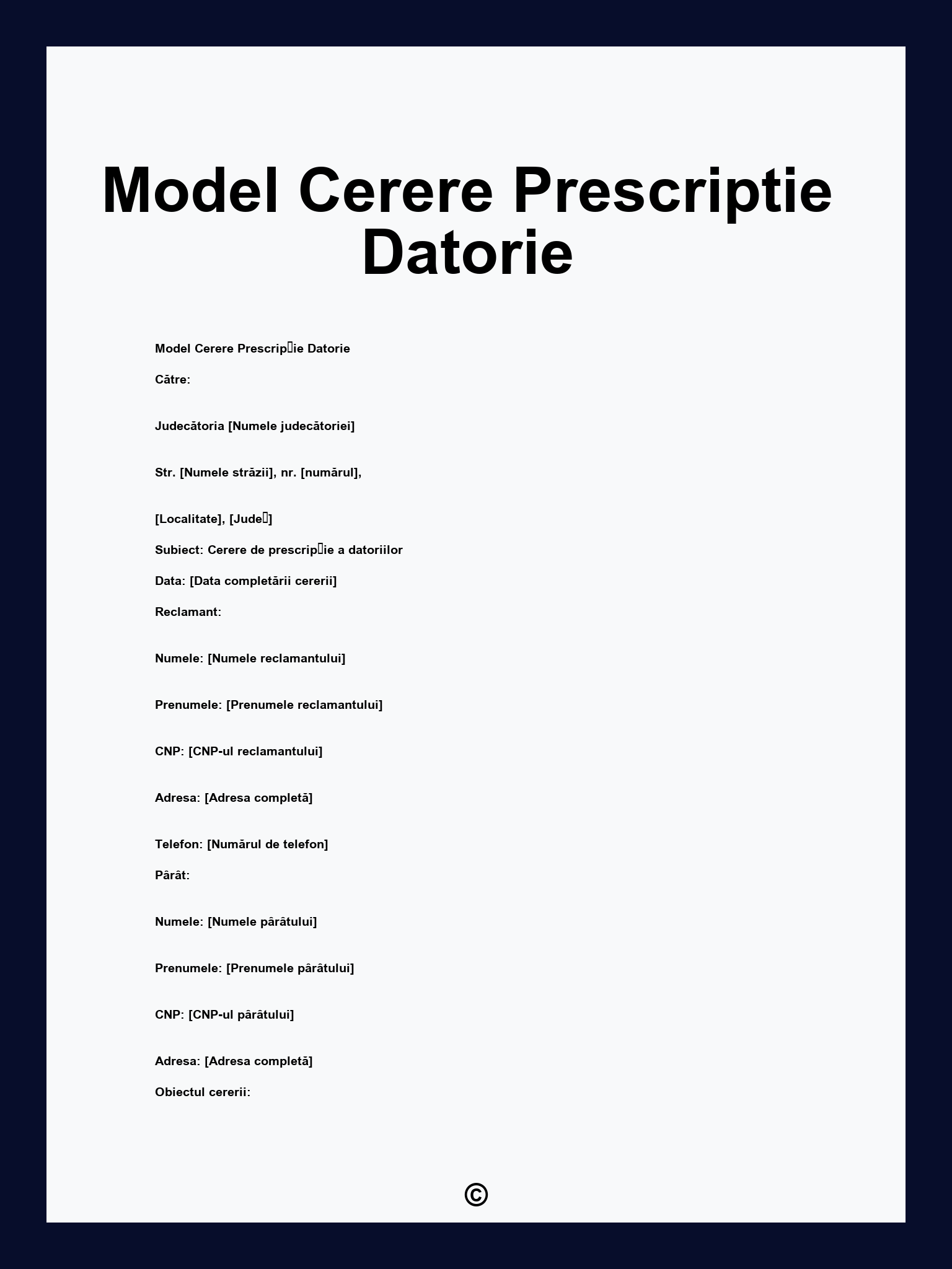 Model Cerere Prescriptie Datorie