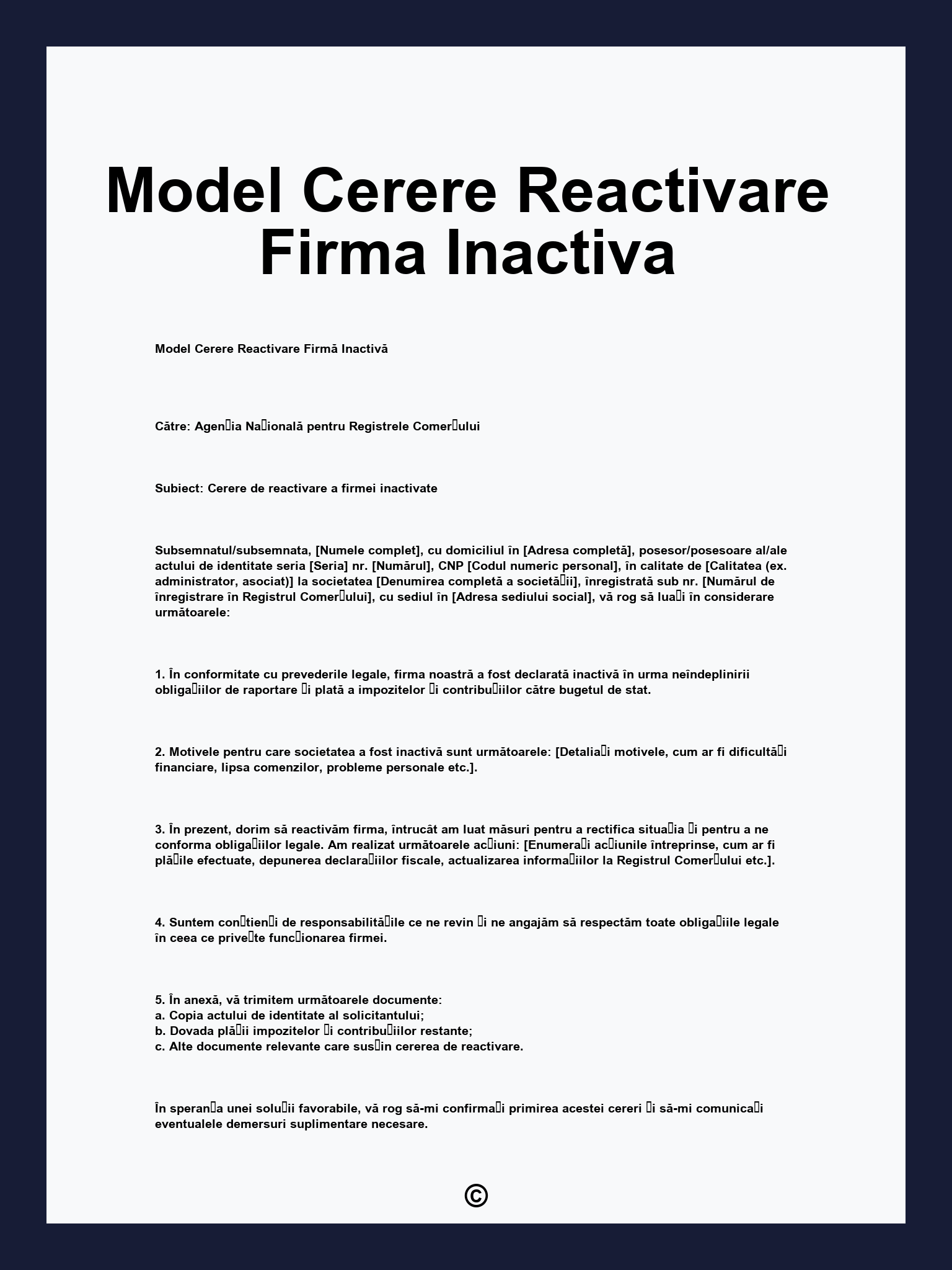 Model Cerere Reactivare Firma Inactiva