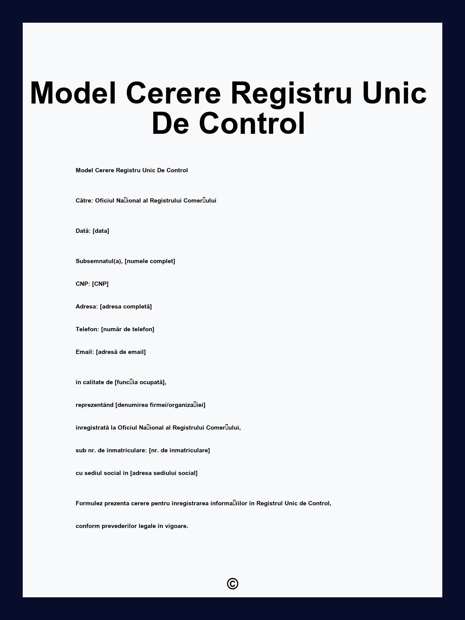 Model Cerere Registru Unic De Control