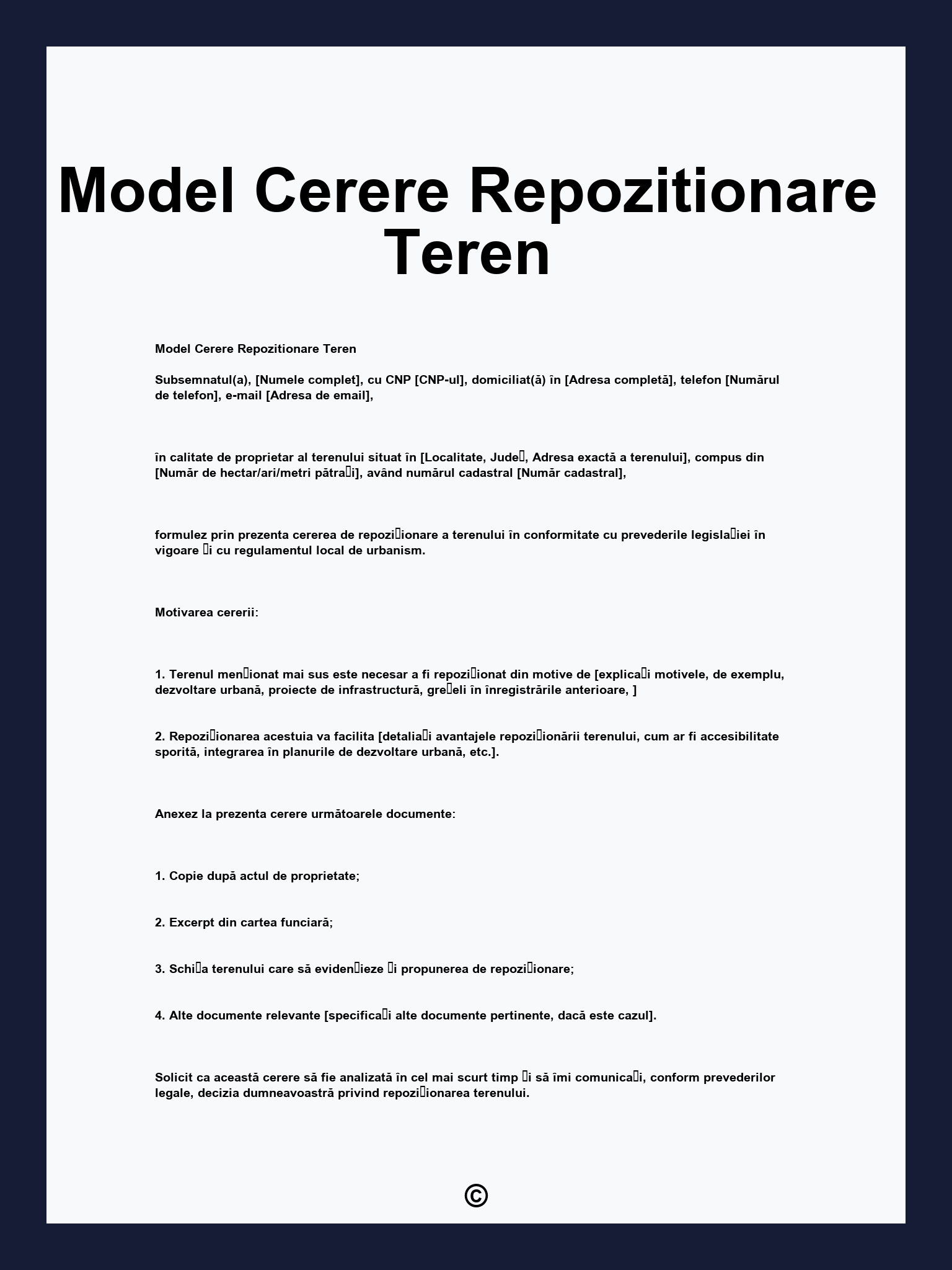 Model Cerere Repozitionare Teren