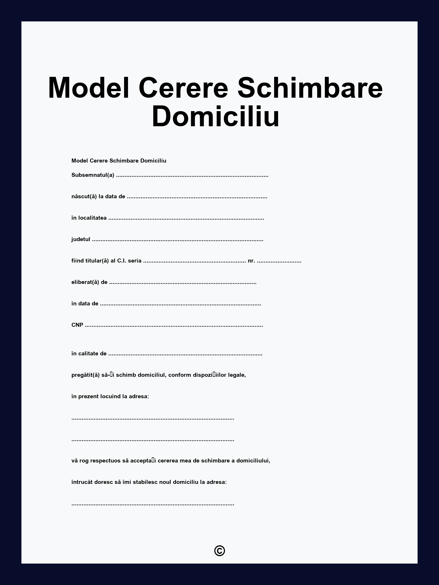 Model Cerere Schimbare Domiciliu
