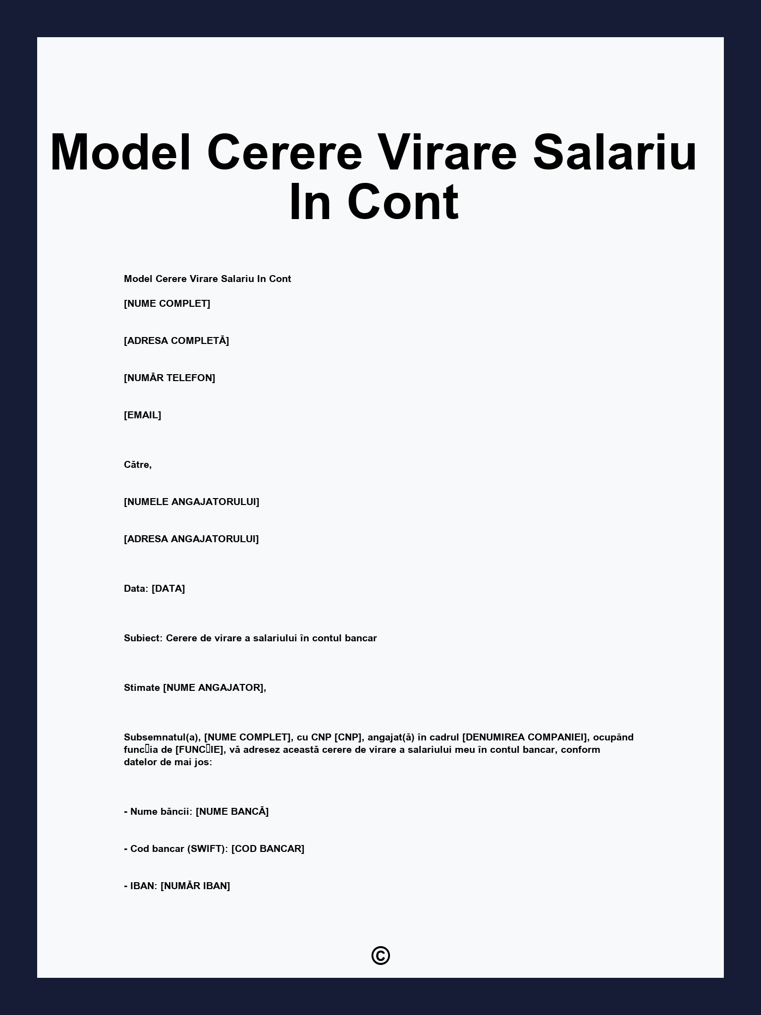 Model Cerere Virare Salariu In Cont