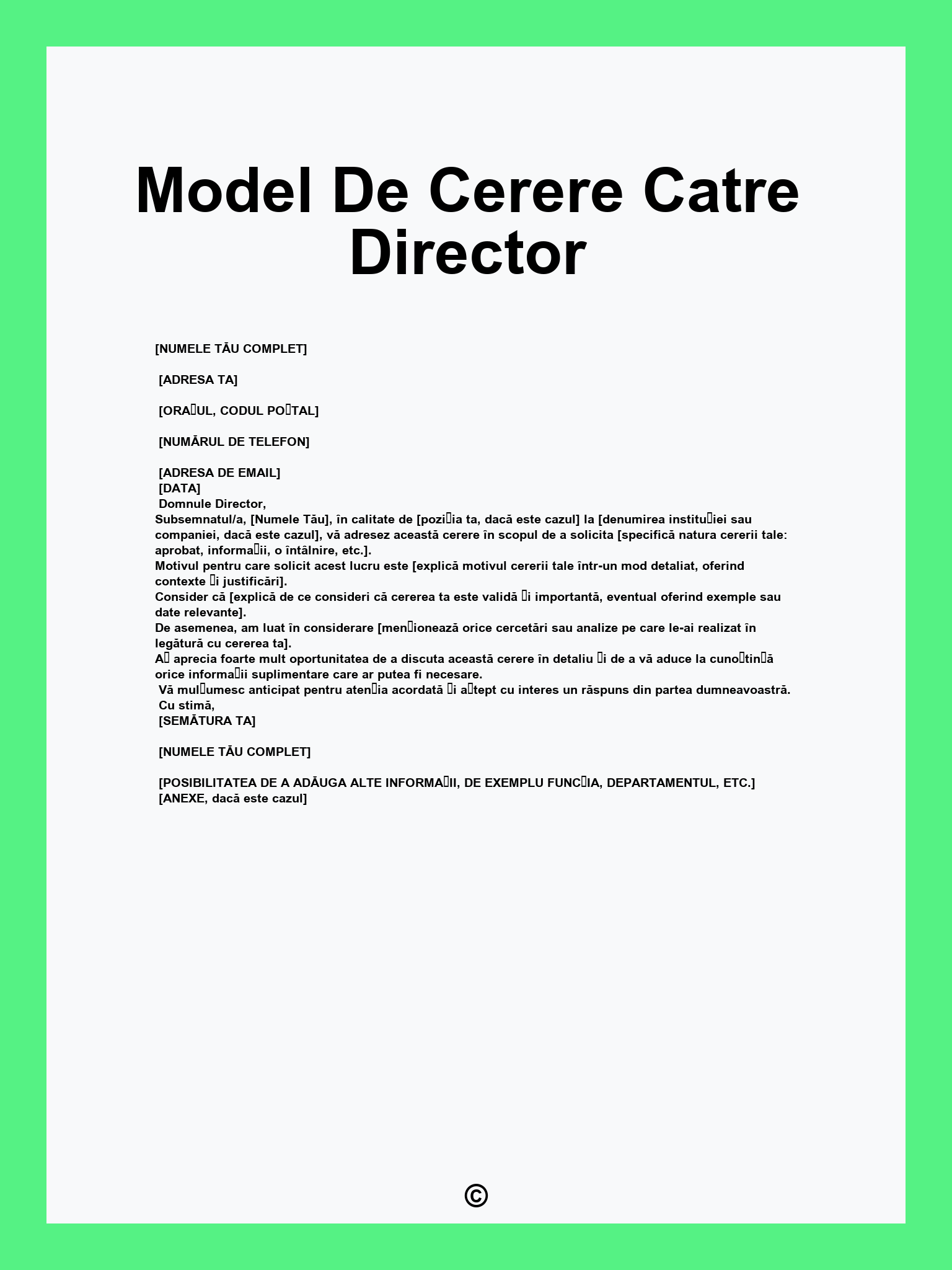 Model De Cerere Catre Director
